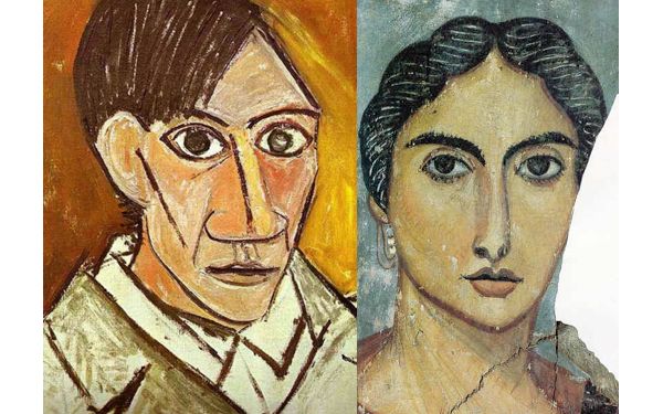 roma Fayum portrait compared with Picasso's self-portrait